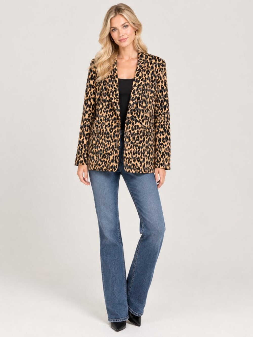 2/$30 T TAHARI Leopard Print Blazer Jacket Small #A4297